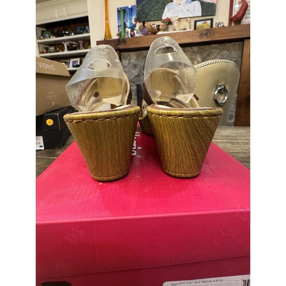 New Alegria Lana Leather Wedge Sandals Flower Brown EU 36 US‎ 6-6.5